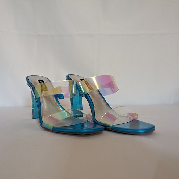 Nine West Zabbi Slide Sandals - Blue Iridescent - Picture 5 of 7